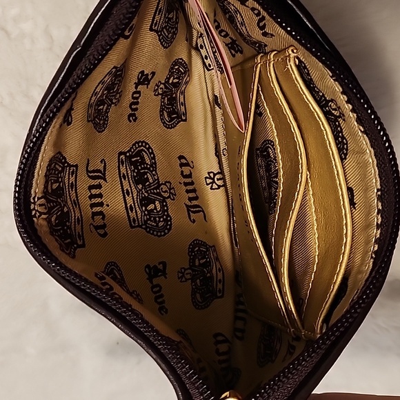 Juicy Couture Y2K Pink  Chocolate Brown Velvet Embroidered Wristlet Clutch - Picture 16 of 16